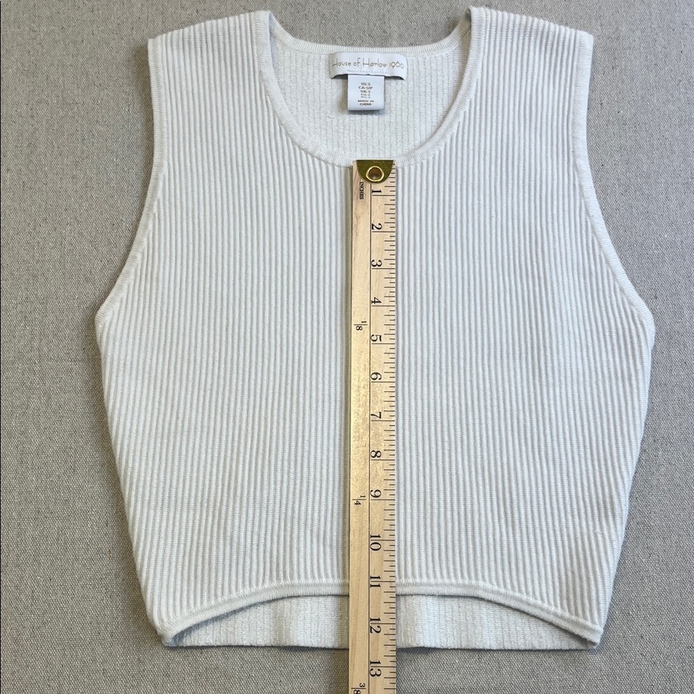 House of Harlow 1960 Cream Ribbed Cropped Tank - Picture 5 of 7